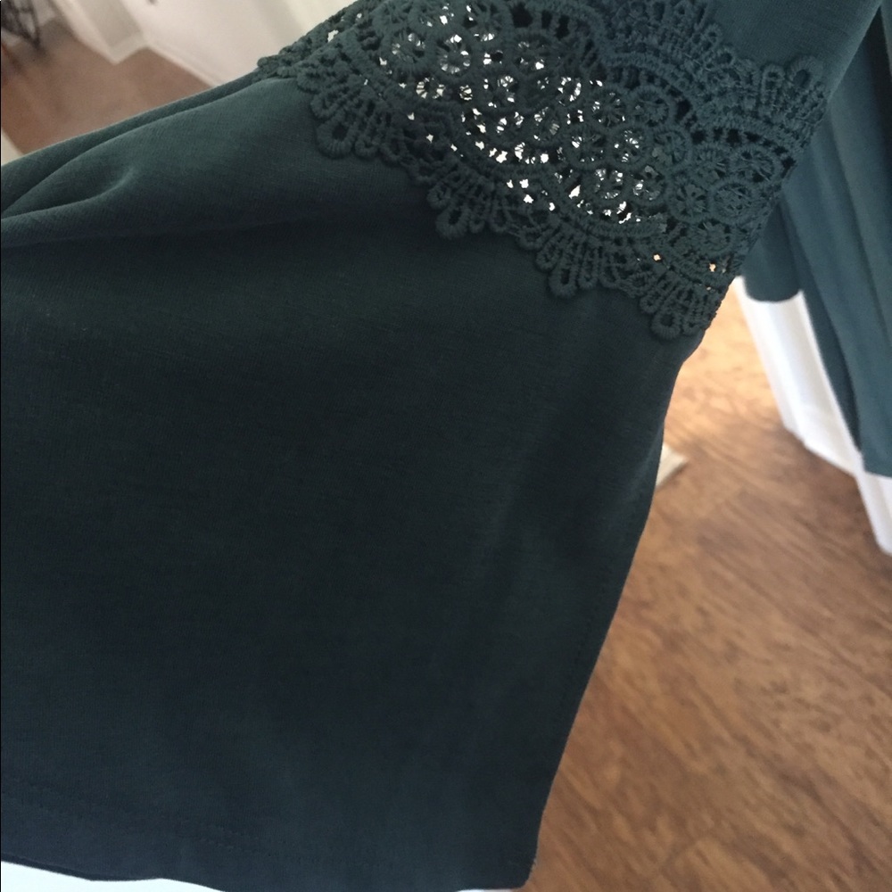 Shift Dress with Flared Sleeves and Lace Detail